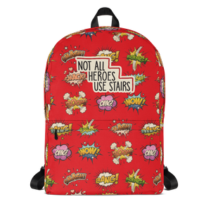 Not All Heroes Use Stairs (Backpack) Comic Book Speech Bubbles Pattern