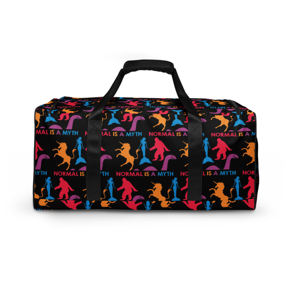 Normal is a Myth (Bigfoot, Mermaid, Unicorn & Loch Ness Monster Pattern) Duffle Bag