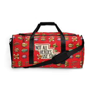 Not All Heroes Use Stairs (Duffle Bag) Comic Book Speech Bubbles Pattern