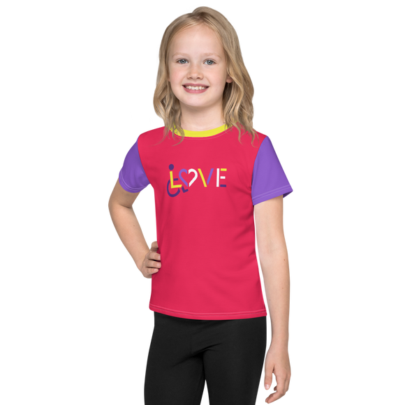 LOVE (for the Disability Community) Kid's Color Block Crew Neck T-shirt