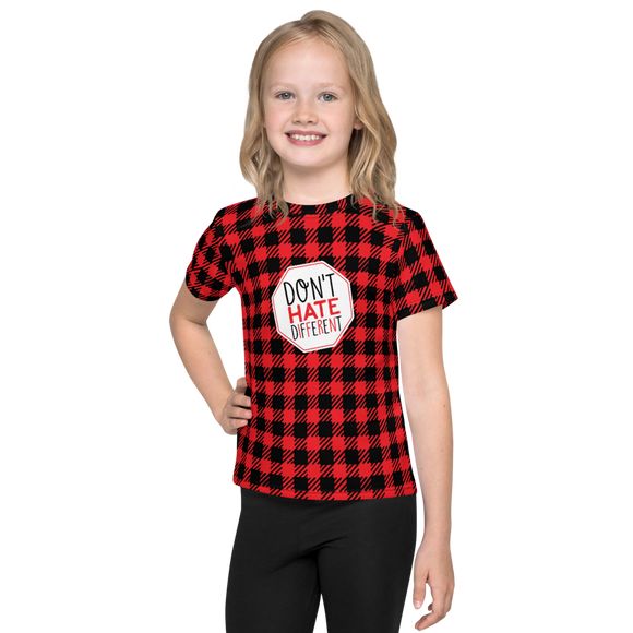 Don't Hate Different (Buffalo Plaid Kids Crew Neck T-shirt)