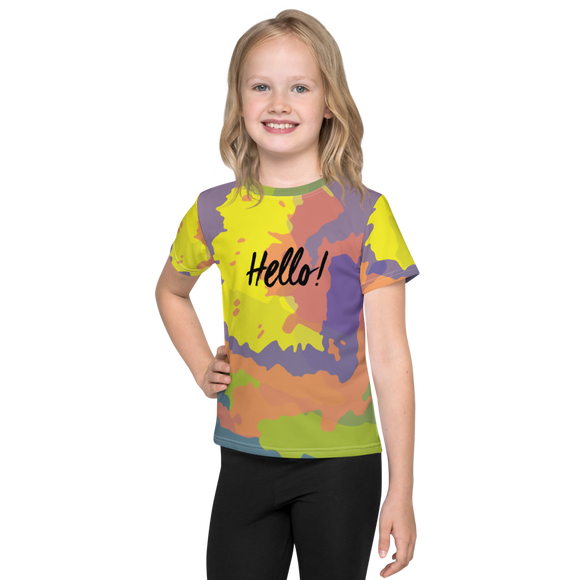 Hello! (Friendly) Colorful Unisex Kids Crew Neck T-shirt