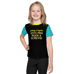Holding It Together with Pins, Rods & Screws (Color Block Kids Crew Neck T-shirt)