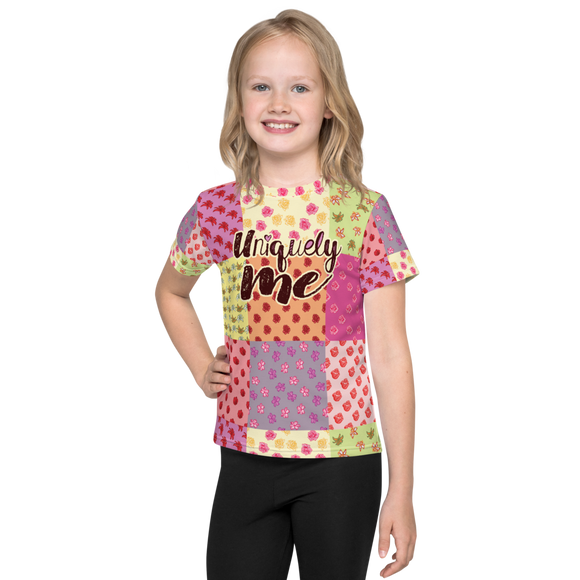 Uniquely Me Floral Pattern Unisex Kids Crew Neck T-shirt