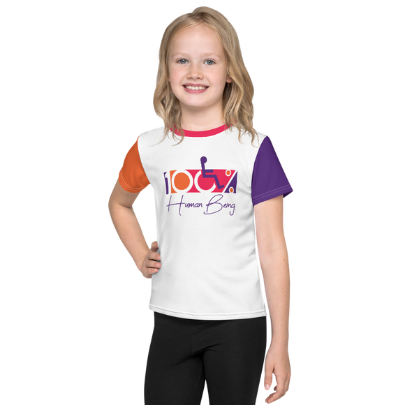 100% Human Being (Color Block) Unisex Kids Crew Neck T-shirt