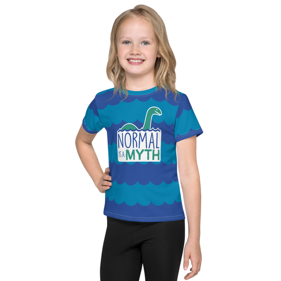 Normal is a Myth (Loch Ness Monster Pattern) Unisex Kids Crew Neck T-shirt