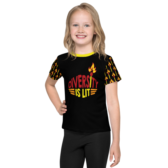 Diversity is Lit (Pattern) Kids Crew Neck T-shirt