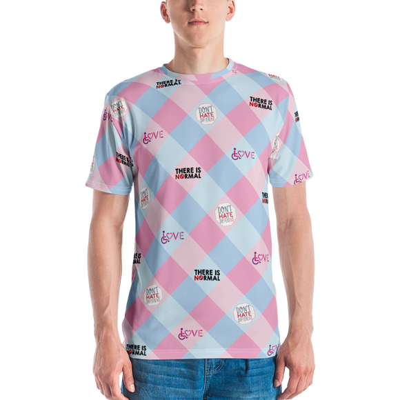 Disability Themed Small Patchwork (Men's Crew Neck T-shirt) Pastel Colors