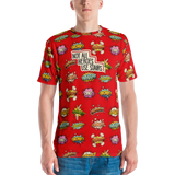 Not All Heroes Use Stairs (Men's Crew Neck T-shirt) Comic Book Speech Bubbles Pattern