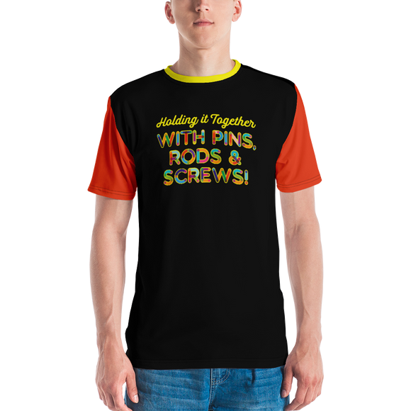 Holding It Together with Pins, Rods & Screws (Color Block Men's Crew Neck T-shirt)