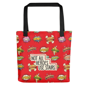 Not All Heroes Use Stairs (Tote Bag) Comic Book Speech Bubbles Pattern