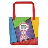 Hollywood Ableism: Person + Disability = Villain (Tote Bag Comic Pattern)