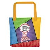 Hollywood Ableism: Person + Disability = Villain (Tote Bag Comic Pattern)