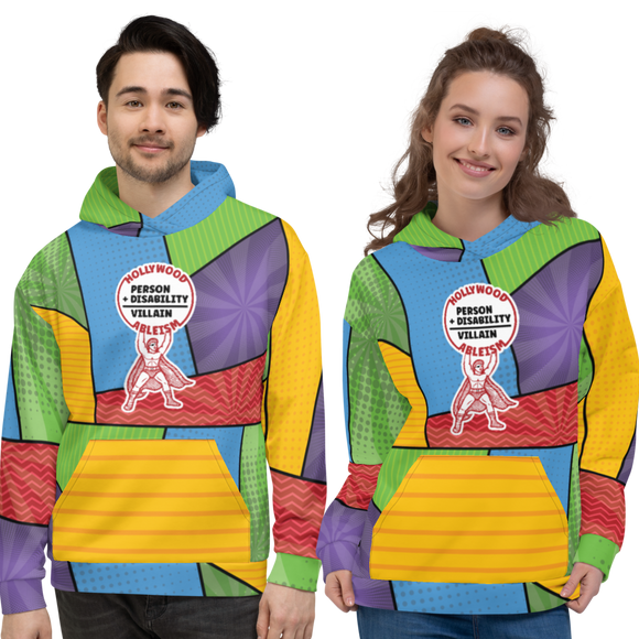 Hollywood Ableism: Person + Disability = Villain (Unisex Hoodie Comic Pattern)