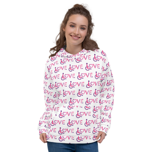 LOVE (for the Disability Community) Pattern - Women's White Hoodie