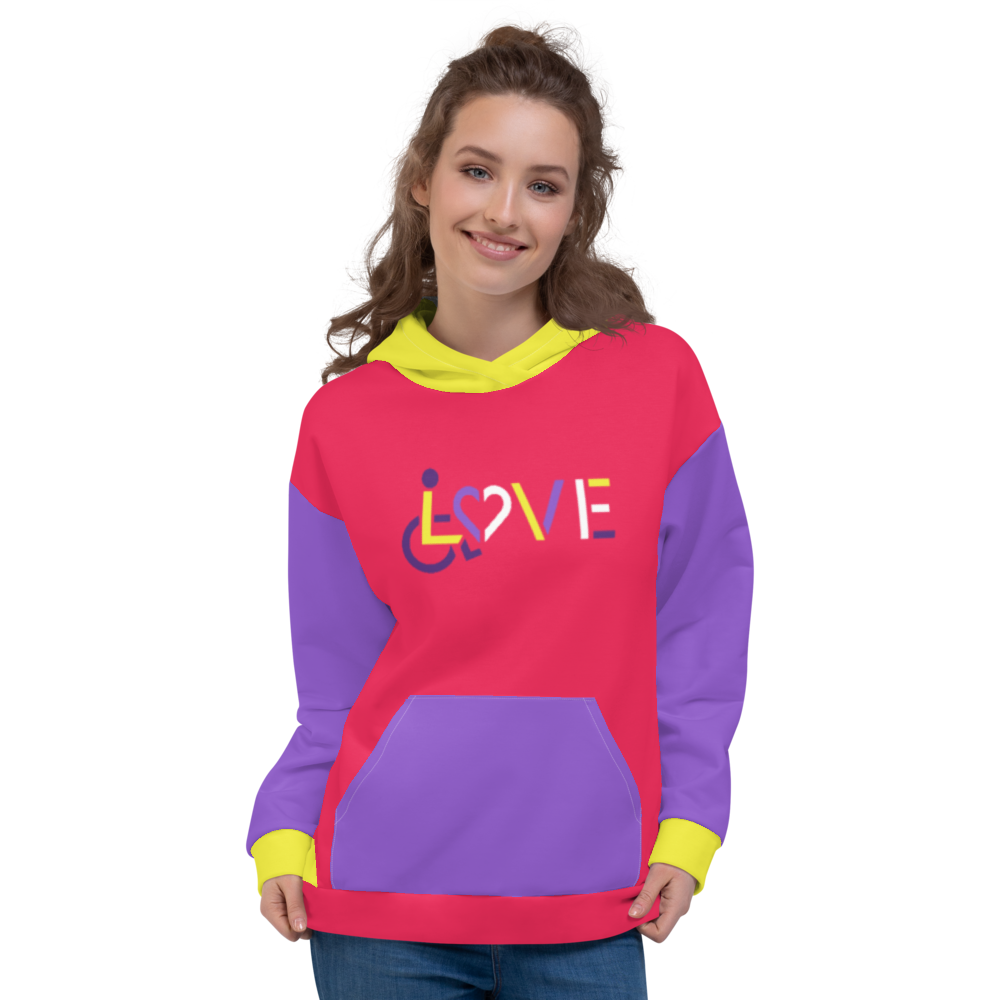 LOVE (for the Disability Community) Unisex Color Block Hoodie LOVE (for the Disability Community) Unisex Color Block Hoodie