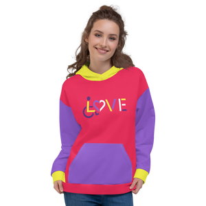 LOVE (for the Disability Community) Unisex Color Block Hoodie
