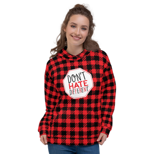 Don't Hate Different (Buffalo Plaid Unisex Hoodie)
