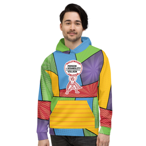 Hollywood Ableism: Person + Disability = Villain (Unisex Hoodie Comic Pattern)