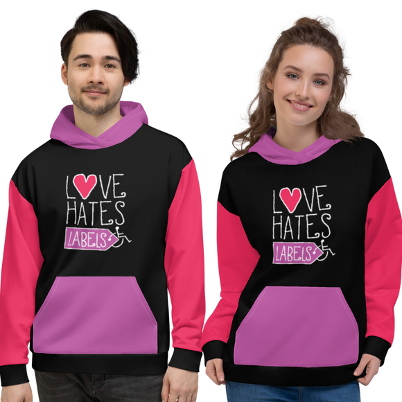 Love Hates Labels (Block Color Unisex Hoodie)