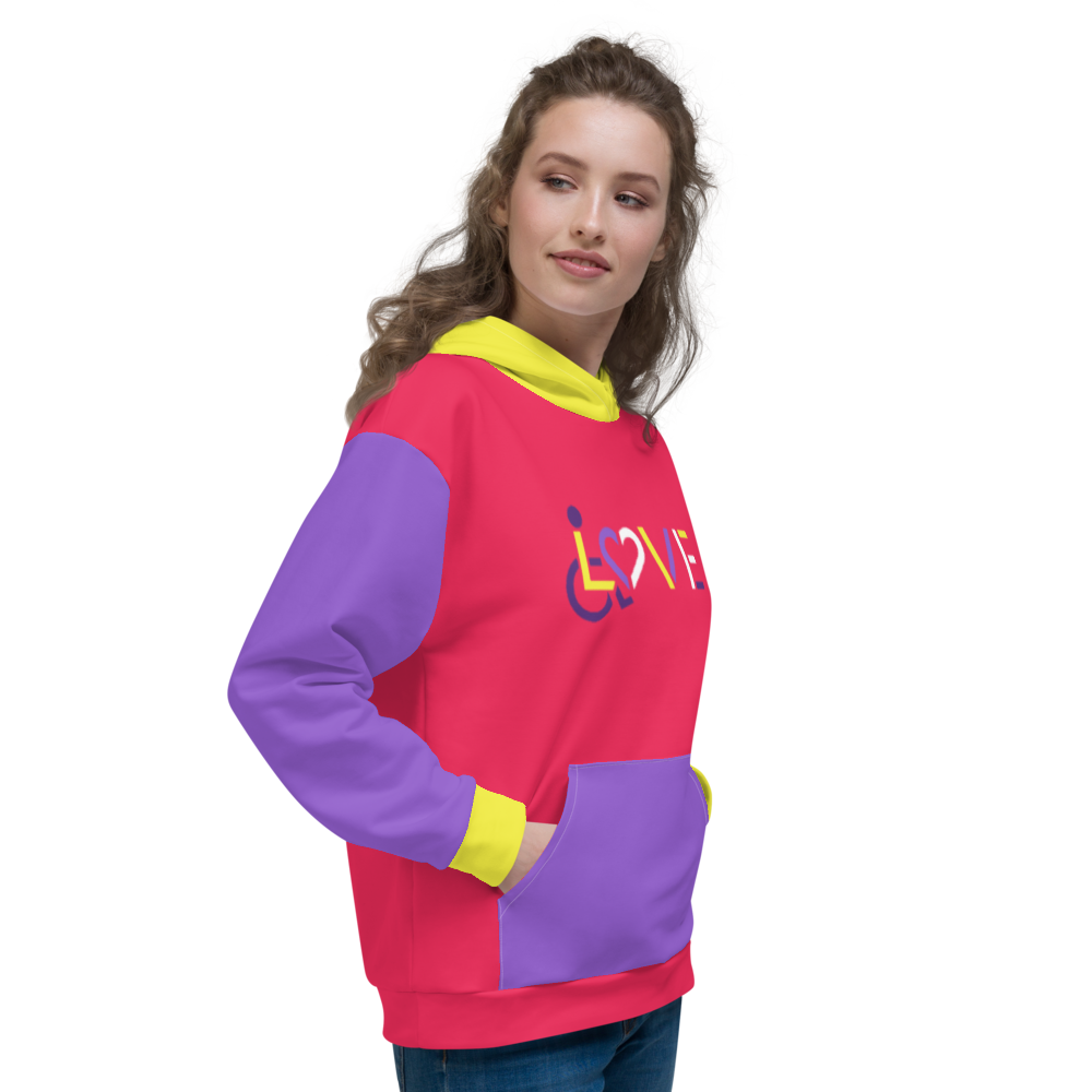 LOVE (for the Disability Community) Unisex Color Block Hoodie