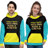Holding It Together with Pins, Rods & Screws (Color Block Unisex Hoodie)