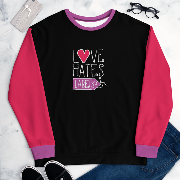 Love Hates Labels (Color Block Unisex Sweatshirt)