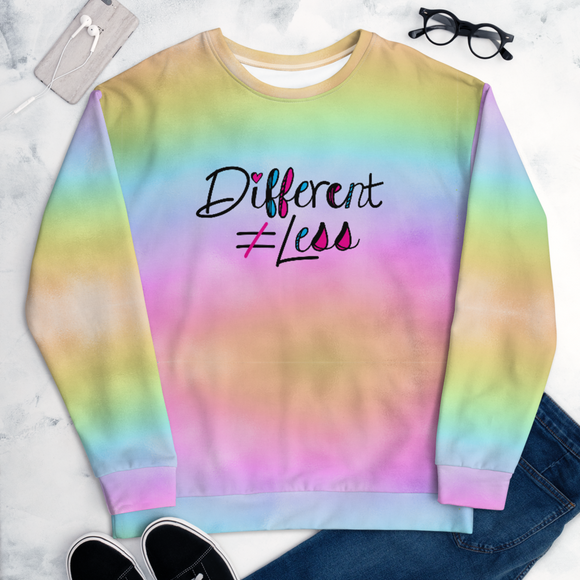 Different Does Not Equal Less (As Seen on Netflix's Raising Dion) Unisex Colorful Sweatshirt