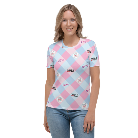 Disability Themed Small Patchwork (Women's Crew Neck T-shirt) Pastel Colors