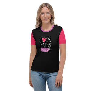 Love Hates Labels (Color Block Women's Crew Neck T-shirt)