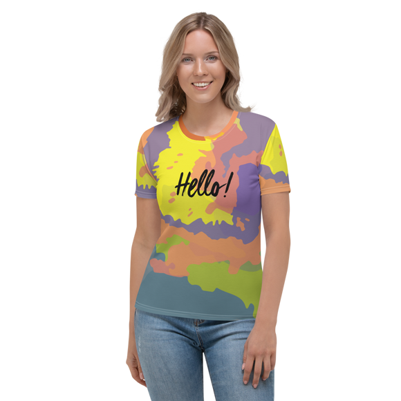 Hello! (Friendly) Colorful Women's Crew Neck T-shirt