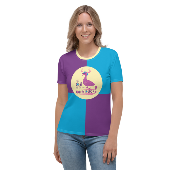 It's OK to be an Odd Duck! Color Block Women's Crew Neck T-shirt V1