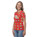 Not All Heroes Use Stairs (Women's Crew Neck T-shirt) Comic Book Speech Bubbles Pattern