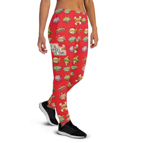 Not All Heroes Use Stairs (Women's Joggers) Comic Book Speech Bubbles Pattern