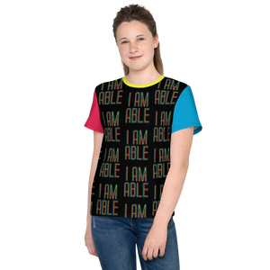 I am Able (Unisex Color Block Youth Crew Neck T-shirt)