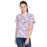Disability Themed Small Patchwork (Unisex Youth Crew Neck T-shirt) Pastel Colors
