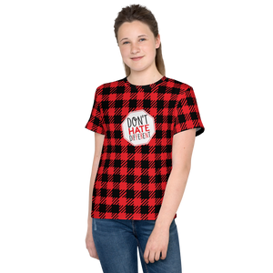 Don't Hate Different (Buffalo Plaid Youth Crew Neck T-shirt)