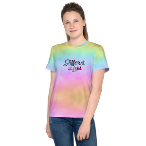 Different Does Not Equal Less (As Seen on Netflix's Raising Dion) Colorful Unisex Youth Crew Neck T-shirt