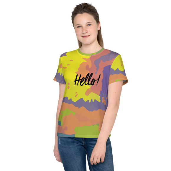 Hello! (Friendly) Colorful Unisex Youth Crew Neck T-shirt