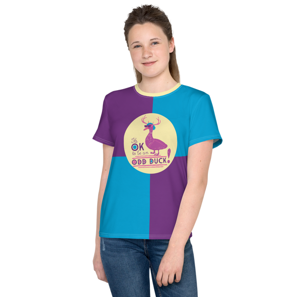 It's OK to be an Odd Duck! Color Block Unisex Youth Crew Neck T-shirt V1