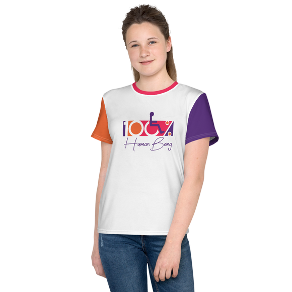 100% Human Being (Color Block) Unisex Youth Crew Neck T-shirt