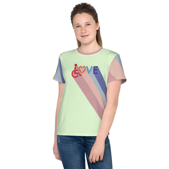 Love for the Disability Community (Rainbow Shadow) Unisex Youth Crew Neck T-shirt