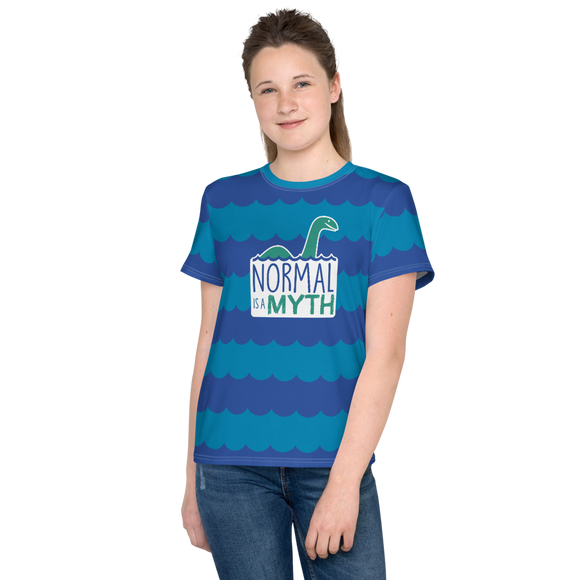 Normal is a Myth (Loch Ness Monster Pattern) Unisex Youth Crew Neck T-shirt