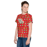 Not All Heroes Use Stairs (Unisex Youth Crew Neck T-shirt) Comic Book Speech Bubbles Pattern