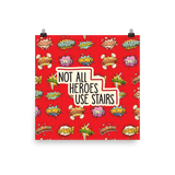 Not All Heroes Use Stairs (Poster) Comic Book Speech Bubbles Pattern