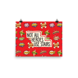 Not All Heroes Use Stairs (Poster) Comic Book Speech Bubbles Pattern