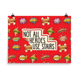 Not All Heroes Use Stairs (Poster) Comic Book Speech Bubbles Pattern