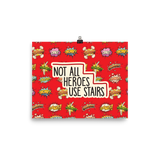 Not All Heroes Use Stairs (Poster) Comic Book Speech Bubbles Pattern