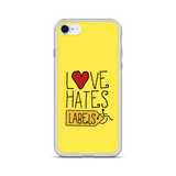 Love Hates Labels (Yellow iPhone Case)