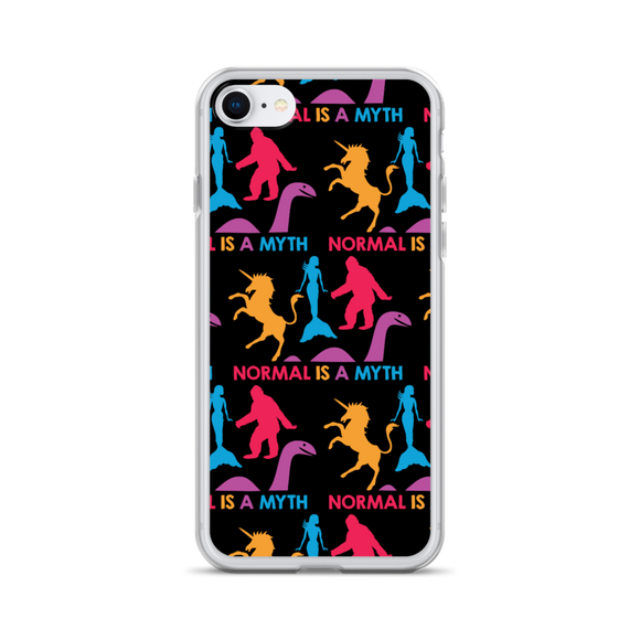 Normal is a Myth (Bigfoot, Mermaid, Unicorn & Loch Ness Monster Pattern) iPhone Case